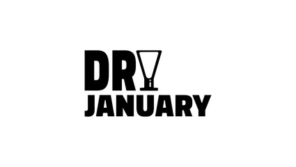 Dry january lettering, black isolated silhouette