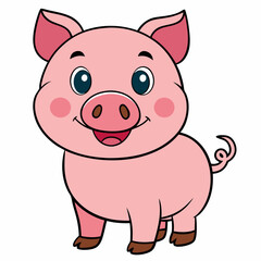 cute piggy children illustration 