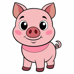 cute piggy children illustration 