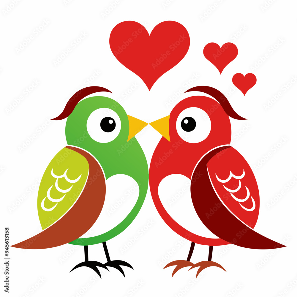 Poster love birds with white background vector illustration