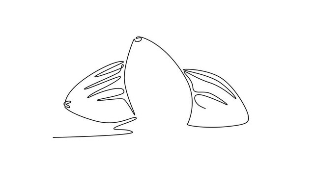 Animated self drawing of continuous line draw of whole healthy organic freshness almonds group for gardening logo identity. Fresh edible seed concept for fruit icon. Full length single line animation