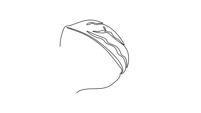 Self drawing animation of single line draw of whole healthy organic walnut food for plantation logo identity. Fresh nutshell concept for healthy seed icon. Continuous line draw. Full length animated