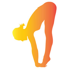 Colorful Woman Yoga Silhouette Isolated on White Background. 