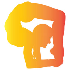 Colorful Woman Yoga Silhouette Isolated on White Background. 