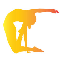 Colorful Woman Yoga Silhouette Isolated on White Background. 
