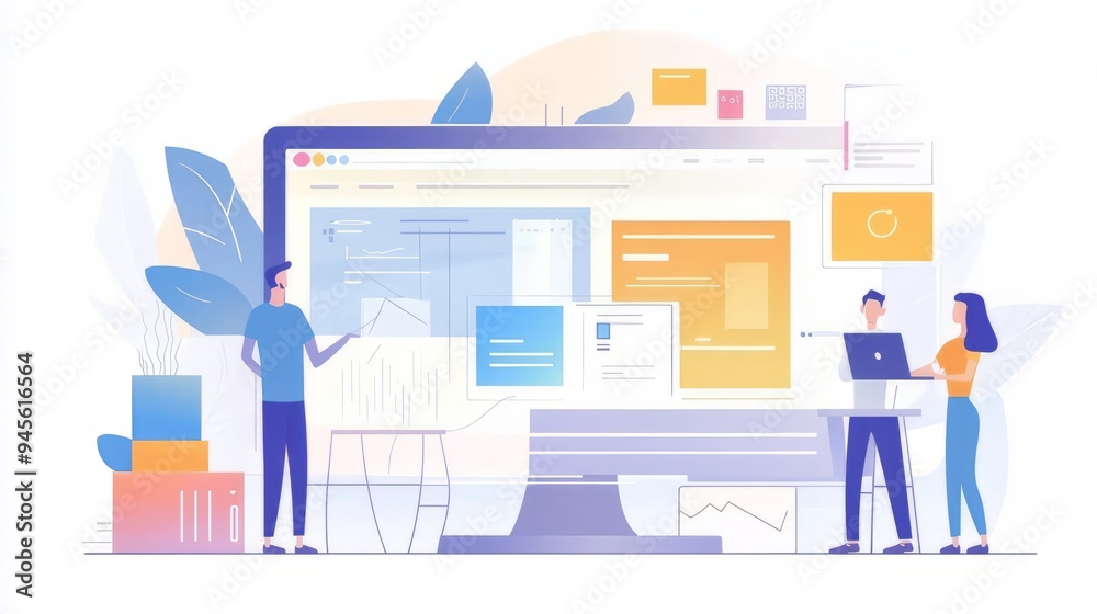 Wall mural website designer creative planning application development draft sketch drawing template layout fram