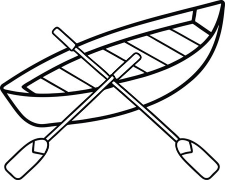 black and white boat with oars clip art preview