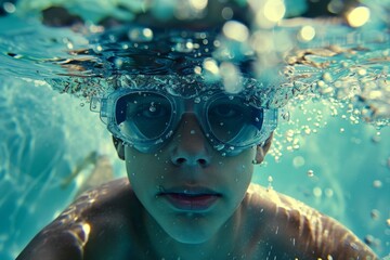 child swimming underwater