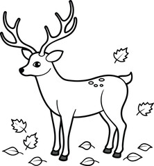 Fototapeta premium A cute deer with large antlers ready for a coloring adventure 