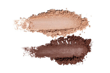 Smear of crushed eye shadow or face powder isolated on white background