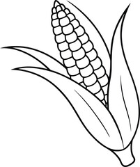 A kid-friendly corn stalk with ears of corn ideal for a coloring book  © Bappaditya Roy