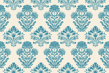 Ikat floral vintage design embroidary seamless pattern on background vector illustration.Ikat ethnic oriental embroidery traditional.Indian Ikat pattern Aztec style retro. design for texture,fabric.