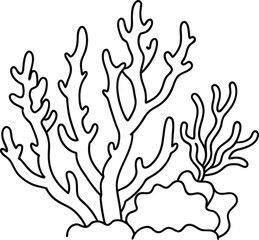 Simple coral reef shapes for a fun coloring experience
