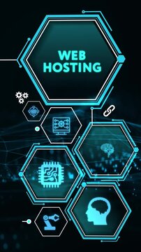 Web Hosting. The activity of providing storage space and access for websites. Business, modern technology, internet and networking concept.