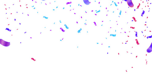 Colorful birthday balloons and confetti on sky background, illustration vector background with place for your text