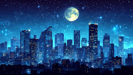 Fototapeta premium Starry Night Skyline