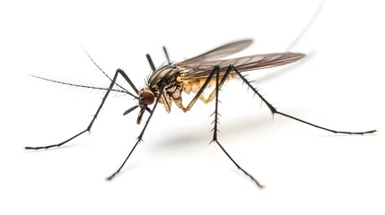 mosquito insect on a pure white background. Mosquito insect on a pure white background -. Close-up of a mosquito highlighting its intricate features a