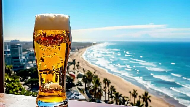 a beer  and  the beach  in Mazatlan, Mexico