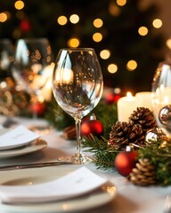 Beautifully set table ready for christmas party