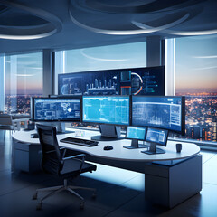 Fototapeta premium Large Scale Computing Brilliance - GS Computers in an Advanced Technological Workspace