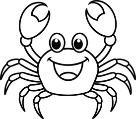 Joyful crab with a large claw invites kids to add color and creativity to its playful design
