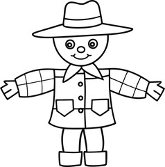 Kids will love adding bright colors to the jolly scarecrow with a hat in this fun coloring book
