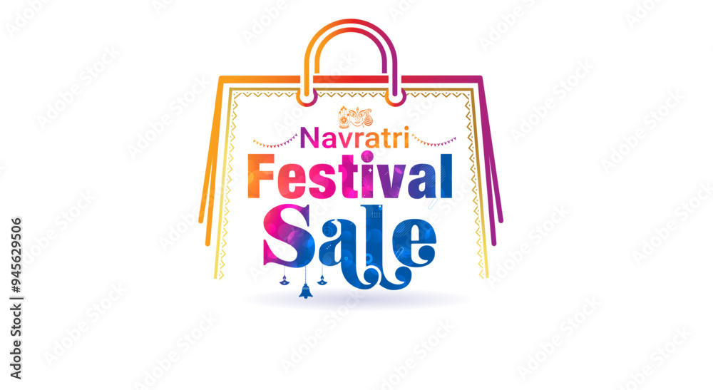 Wall mural Festive sale shopping offer logo for Navratri, Diwali and Durga Puja festival.