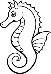 Fototapeta premium Seahorse line art for kids coloring book