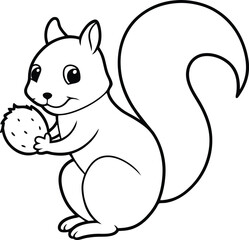 Little ones will love coloring this sweet squirrel holding a big acorn
