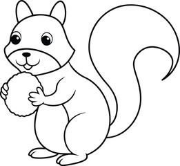 Fun and cute coloring book with a squirrel and its favorite acorn
