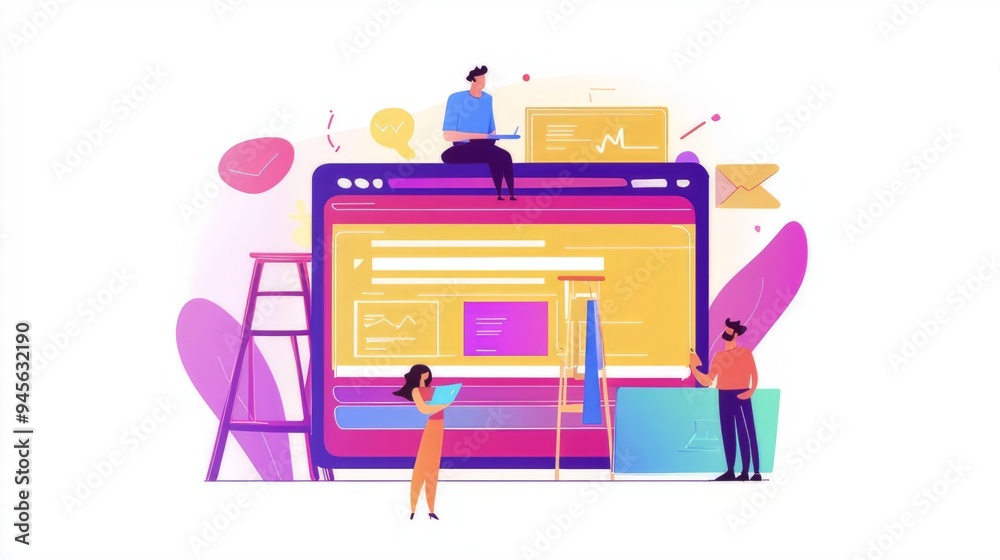 Wall mural website designer creative planning application development draft sketch drawing template layout fram