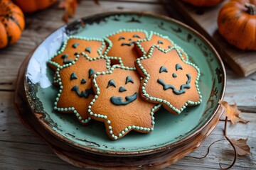 Halloween gingerbread cookies in a plate