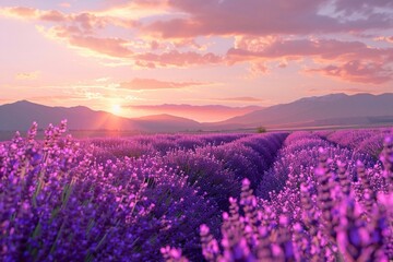 Obraz premium lavender field at sunrise