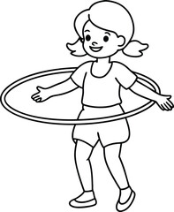 A fun coloring book with kids hula hooping and having a blast
