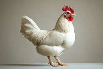 Chicken on a white canvas,