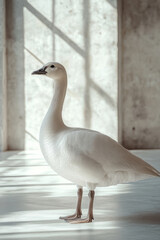 Goose on a white canvas,