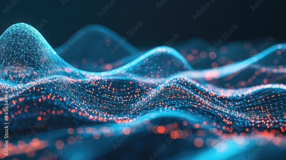 Poster abstract illustration of a flowing technology network background a dynamic structure featuring inter