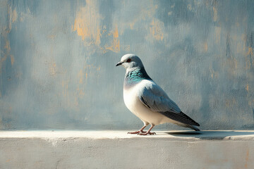 Fototapeta premium Pigeon on a white canvas,