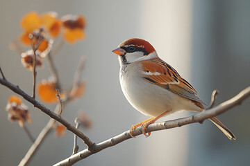Obraz premium Sparrow on a white canvas,