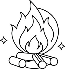 Create a colorful bonfire scene with logs and marshmallows for kids
