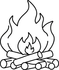 Kids color a delightful bonfire with logs and tasty marshmallows
