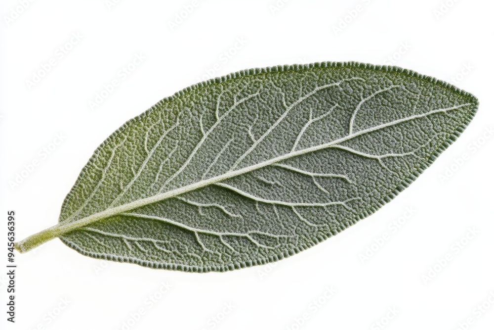 Wall mural a detailed image of a sage leaf showcasing its texture and structure.