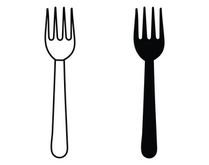 fork icon symbol in editable stroke and fill version vector illustration