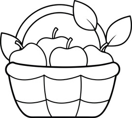 Basket of fruits and leaves ready for kids to make colorful
