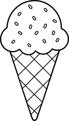 Big ice cream cone pictures in a special coloring book designed for kids to enjoy
