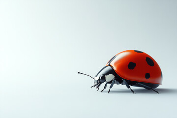 Ladybug on a white canvas,