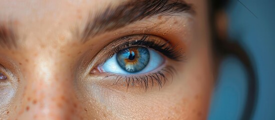 Close-up of a Blue Eye with Freckles