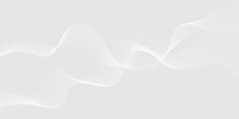 Abstract white wave dynamic curve lines on gray background. Energy technology concept modern backdrop design for business, presentation, banner.