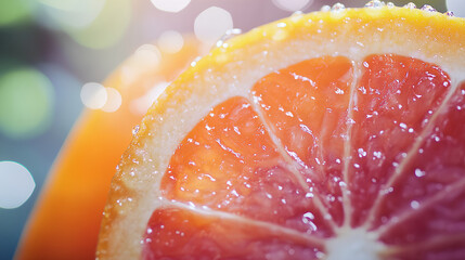  A close-up shot of an orange slice, showcasing its vibrant color and juicy texture.