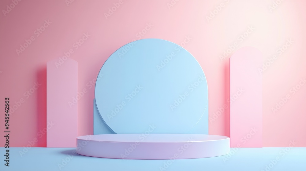 Aufkleber 3D rendered abstract platform showcasing a minimal pastel podium display